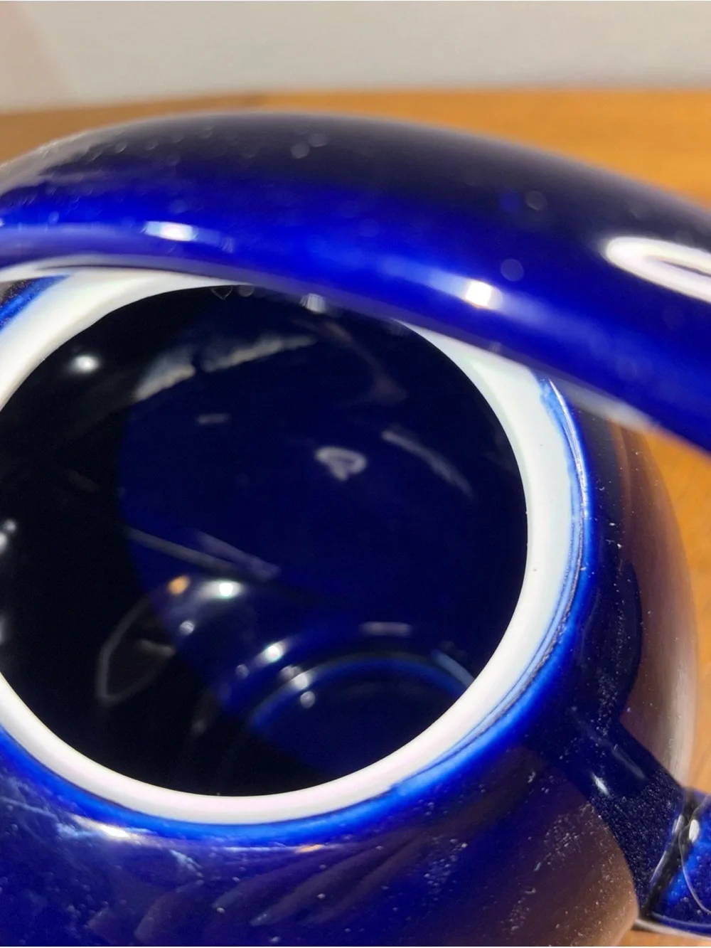 HALL POTTERY Vintage Cobalt Blue AIRFLOW TEAPOT Art Deco Small Chip On Spout